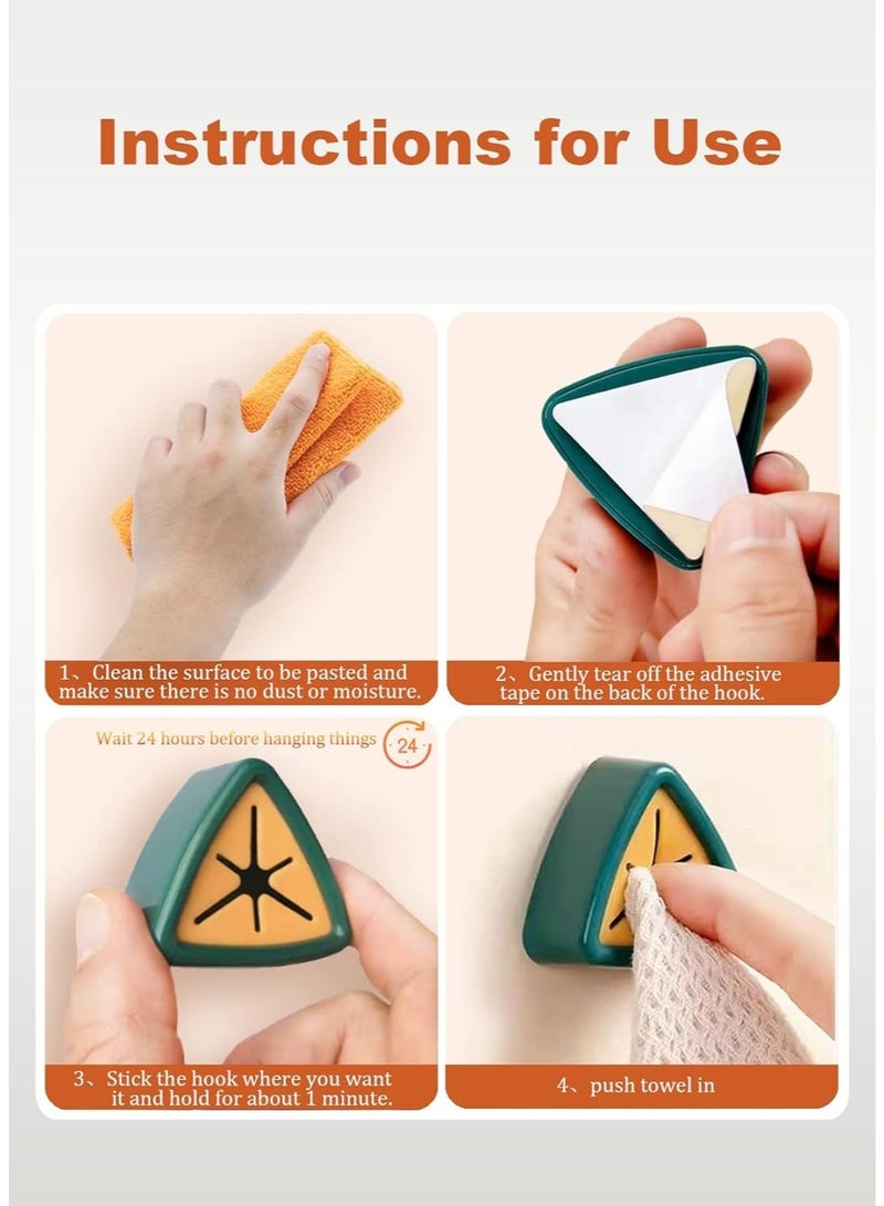 Wall-Mounted 4 PCS Hooks – Multi-Purpose Adhesive Hooks with Silicone Grip, Triangle Design, Ideal for Bathroom, Kitchen, Towels and Accessories - Image 2